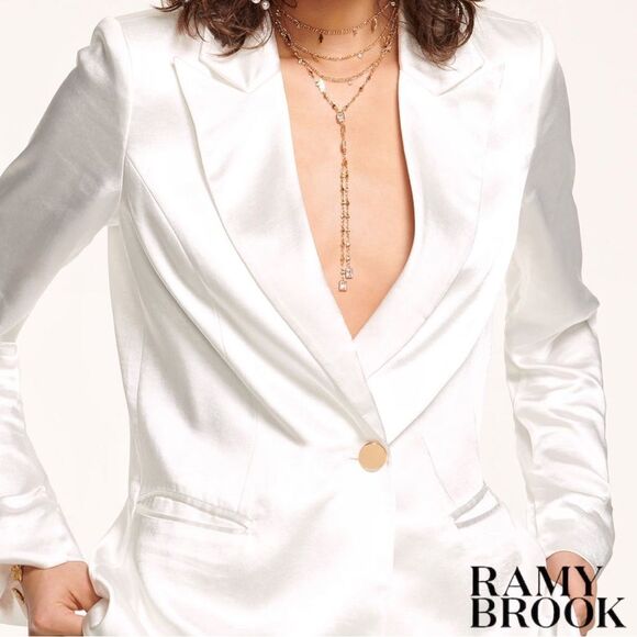 Ramy Brook **NWT** Dina Silk Blazer Jacket in Ivory - Picture 4 of 9